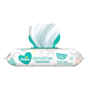 Pampers Baby Wipes Sensitive Perfume Free, 1X Pop-Top, 56 CT