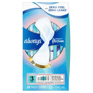 Always Infinity FlexFoam Pads For Women, Size 3, Extra Heavy Absorbency, Unscented, 28 Count - 28 Ct , CVS