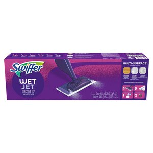 Swiffer WetJet Floor Mopping and Cleaning Starter Kit, All Purpose Floor Cleaning Products, 1 WetJet, 5 Pads, Cleaning Solution, Batteries