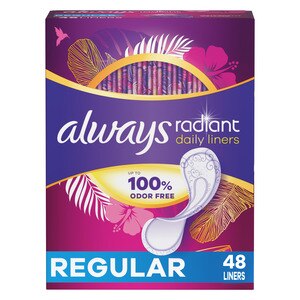 Always Radiant Daily Liners, Unscented, Regular