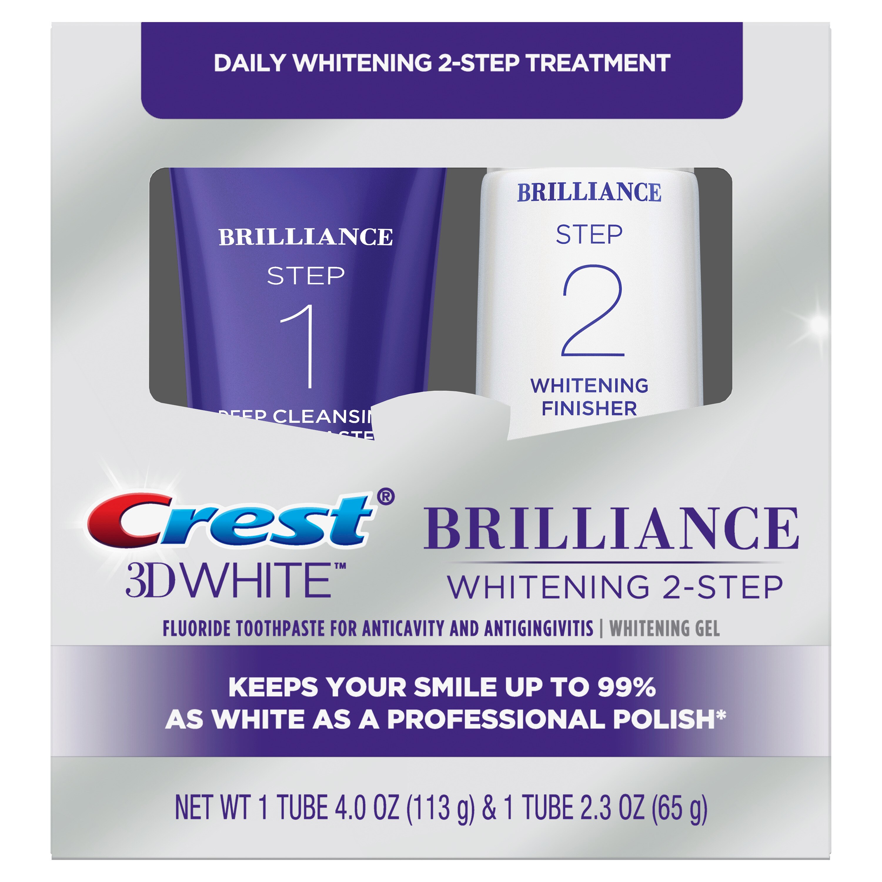 Crest 3D White Brilliance Daily Whitening 2-Step Treatment - 1 , CVS