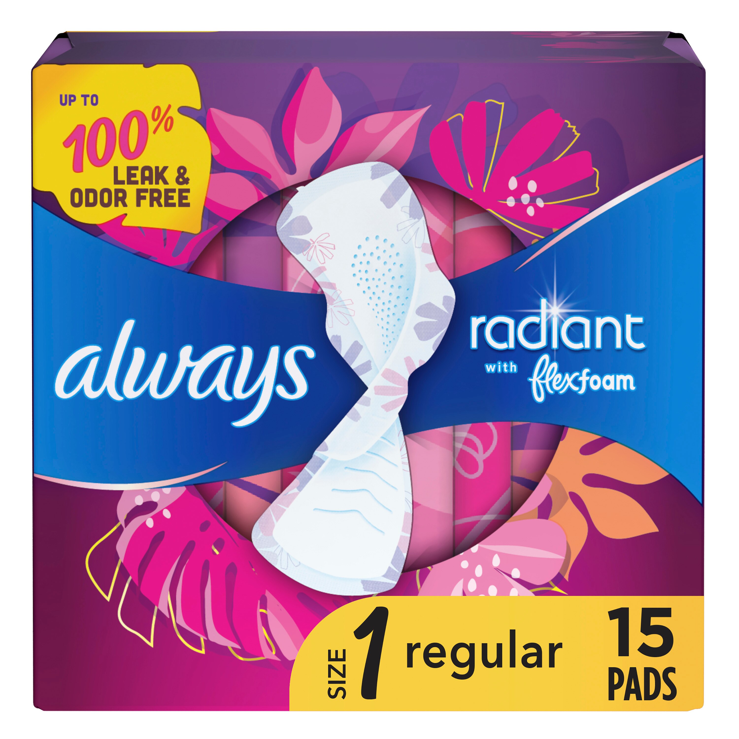 Always Radiant Size 1 Pads, Scented, Regular