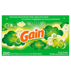 Gain Fabric Softener Dryer Sheets, Original, 200 CT