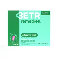 BETR Remedies Allergy Relief, Oral Antihistamine, Diphenhydramine 25 mg, 48 Tablets