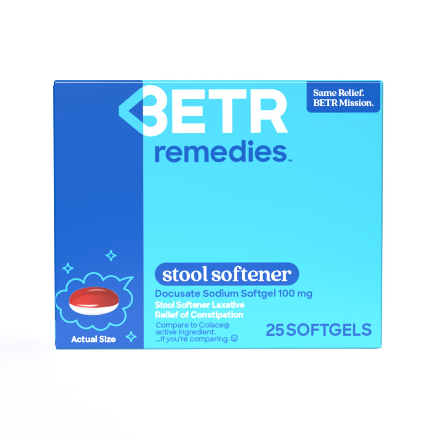 BETR Remedies Stool Softener, Laxative For Constipation, Docusate Sodium 100 Mg, 24 Softgels - 25 Ct , CVS