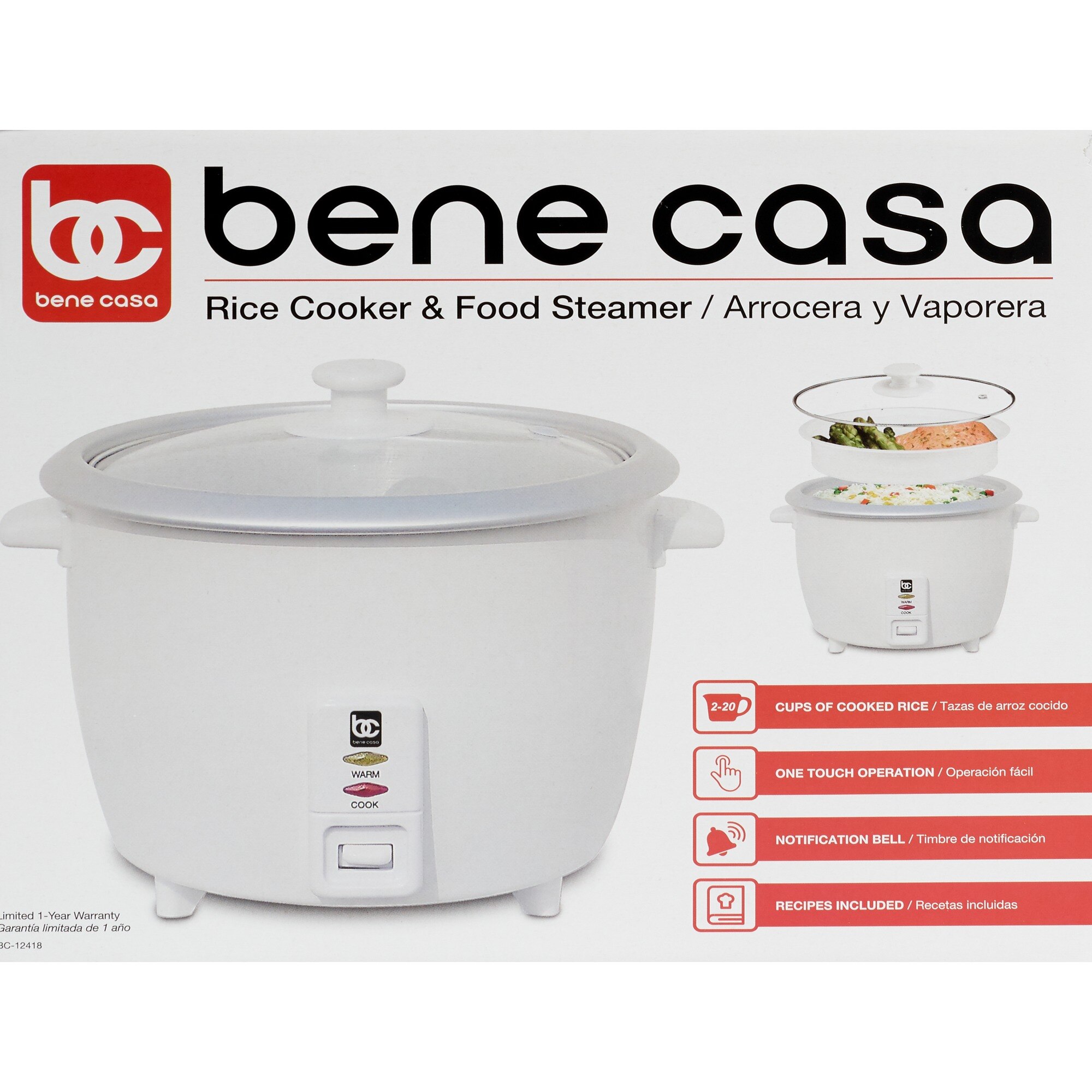 Bene Casa Rice Cooker, White, 10 CUP (uncooked)/ 20 CUP (cooked) , CVS