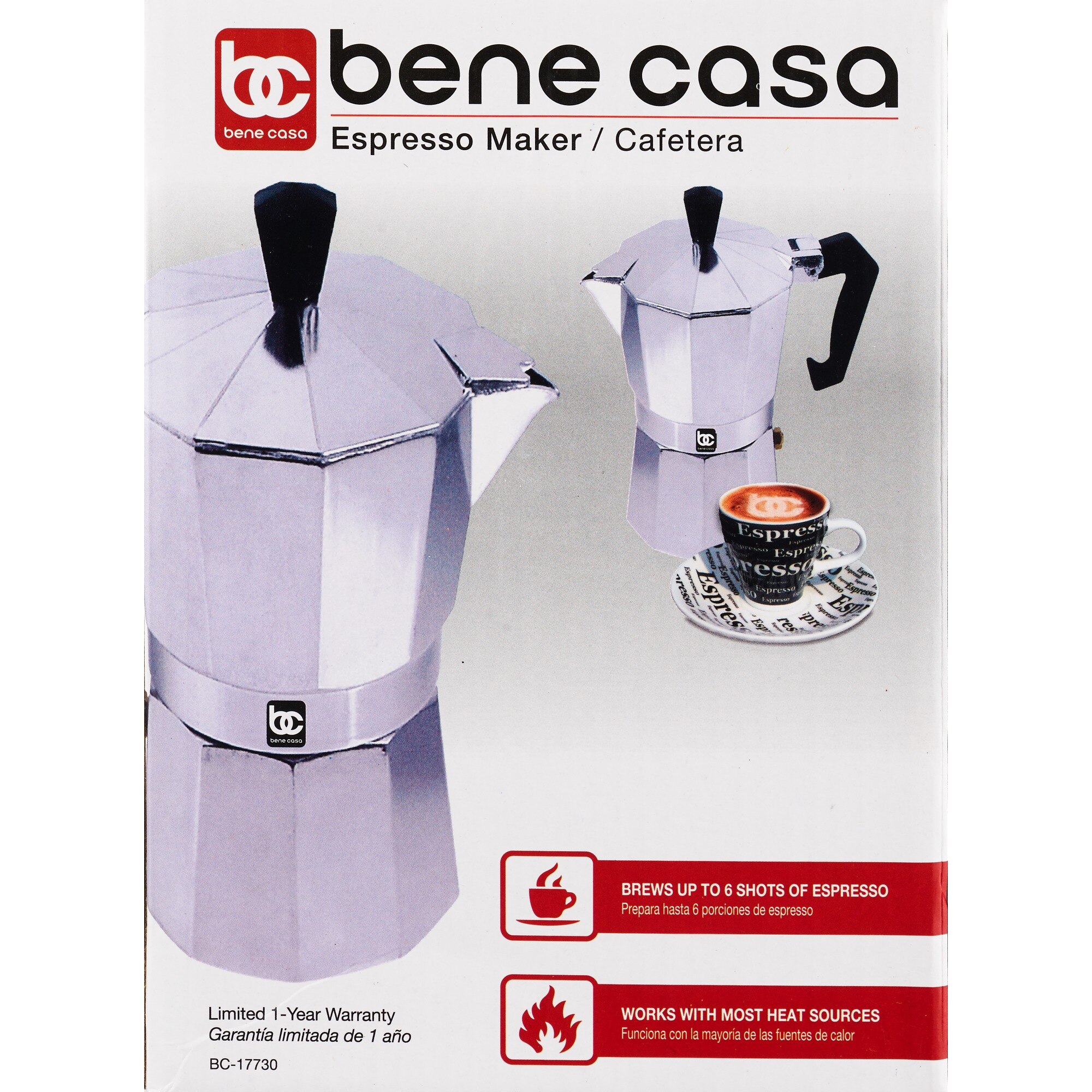 Bene Casa Stove Top Espresso Coffee Maker, 6 CUP , CVS