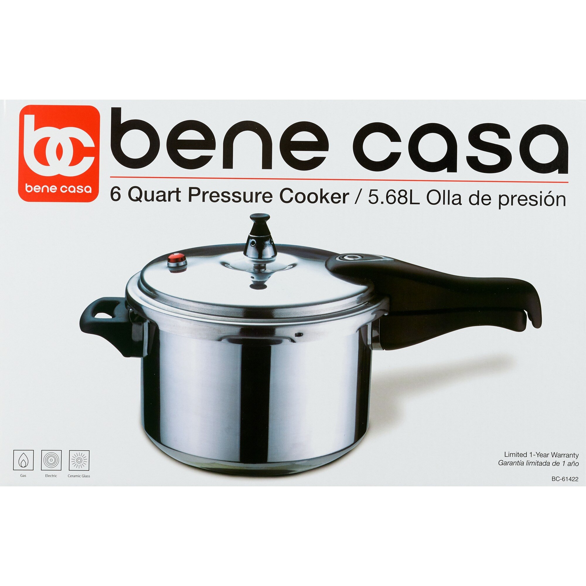 Bene Casa Stove Top Pressure Cooker, Aluminum, 6 LT , CVS