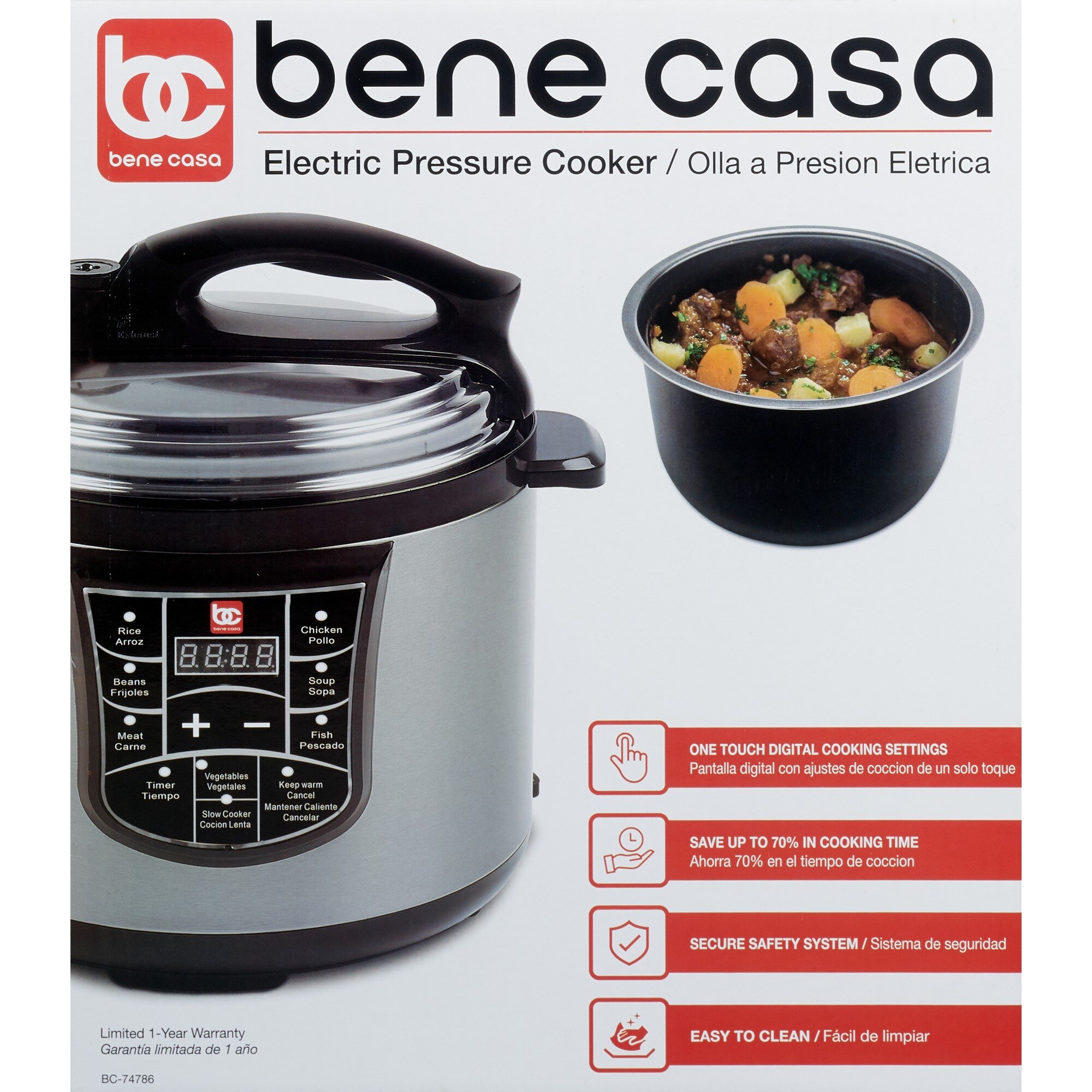 Bene Casa Electric Pressure Cooker Black 5 LT
