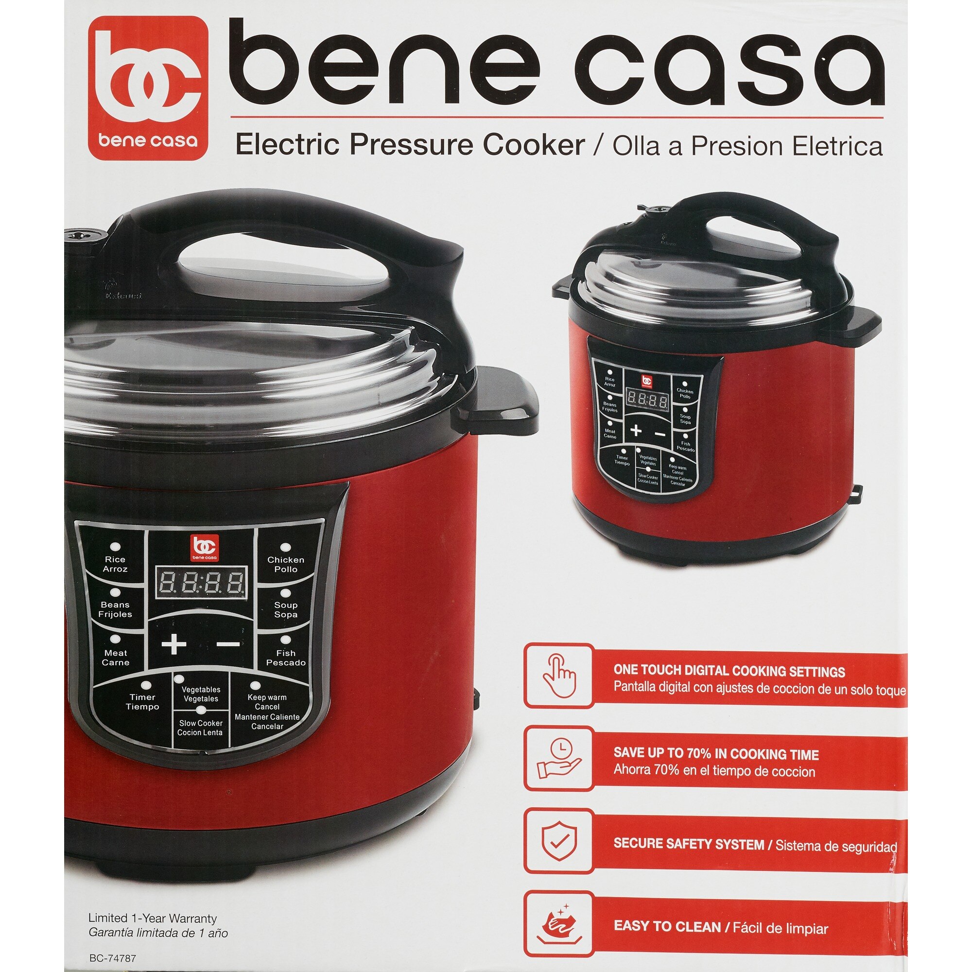 Bene Casa Electric Pressure Cooker, Red, 5 LT | Small Appliance | CVS