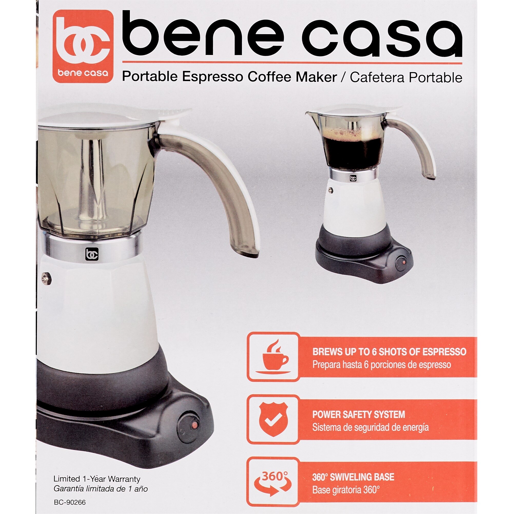 Bene Casa Electric Espresso Maker/Cafetera, White, 6 CUP , CVS