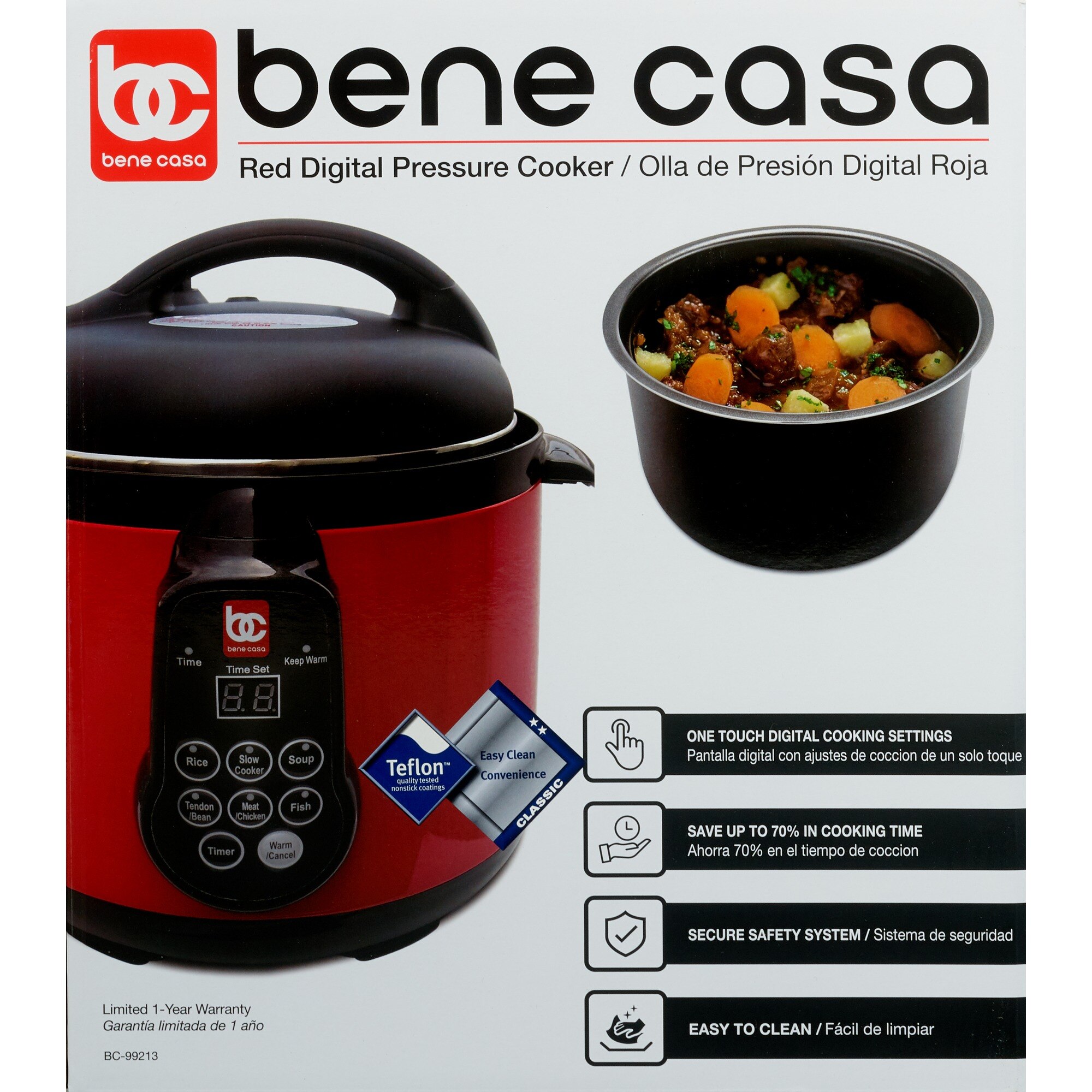 Bene Casa stainless-steel, 5.3-quart Pressure Cooker, 5-liter capacity