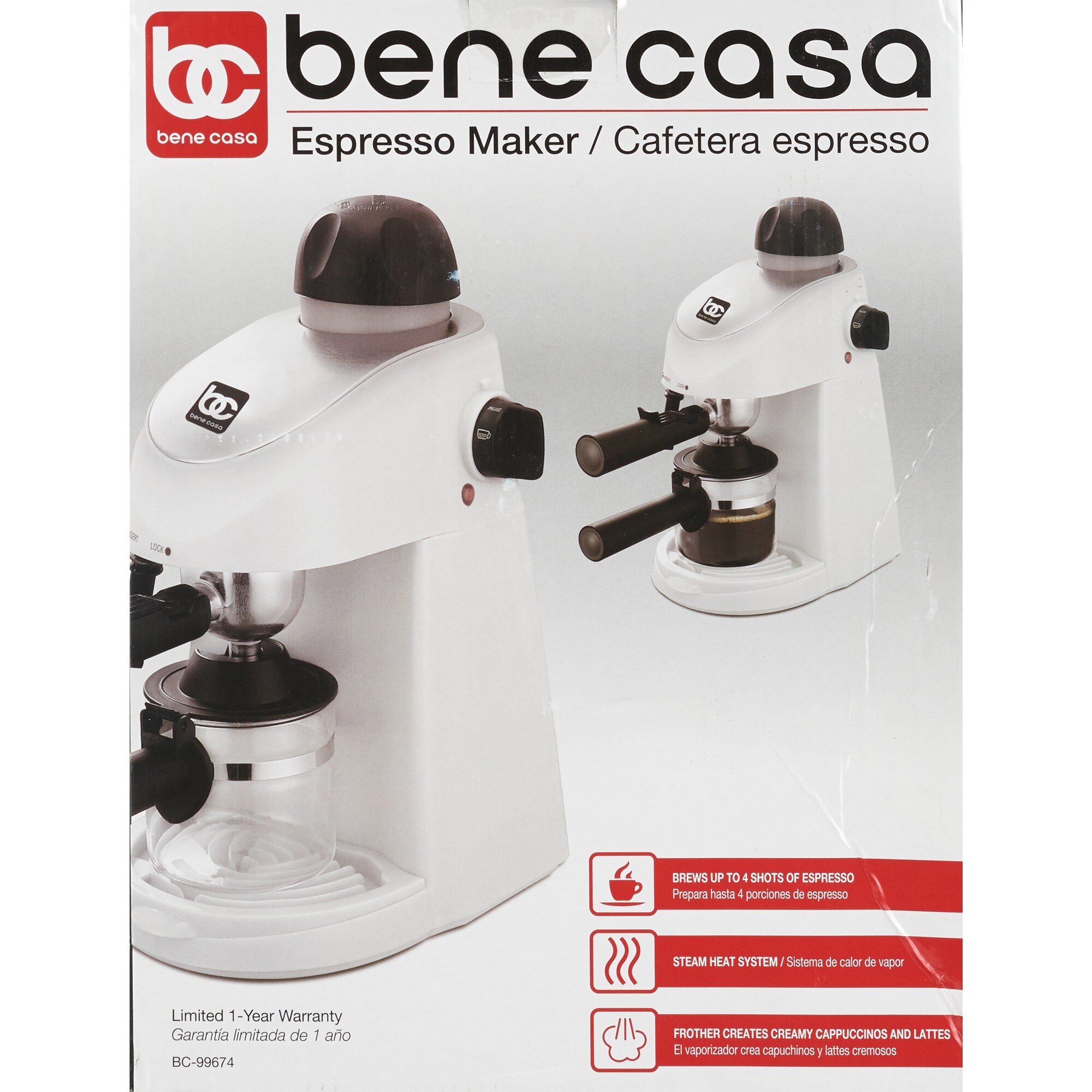 Bene Casa Espresso Maker, White, 4 CUP , CVS