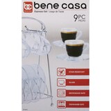 Bene Casa Espresso Set with Rack, Clear Glass, 9 PC, thumbnail image 4 of 5