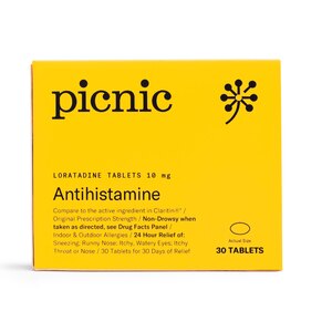 Picnic Loratadine Antihistamine Tablets, 24-Hour Allergy Relief, 30 CT