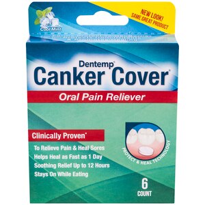 Dentemp Canker Cover to Relieve Oral Pain and Heal Sores, Cool Mint, 6 CT