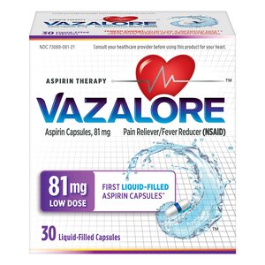 VAZALORE Low Dose Aspirin 81 MG Liquid Filled Capsules