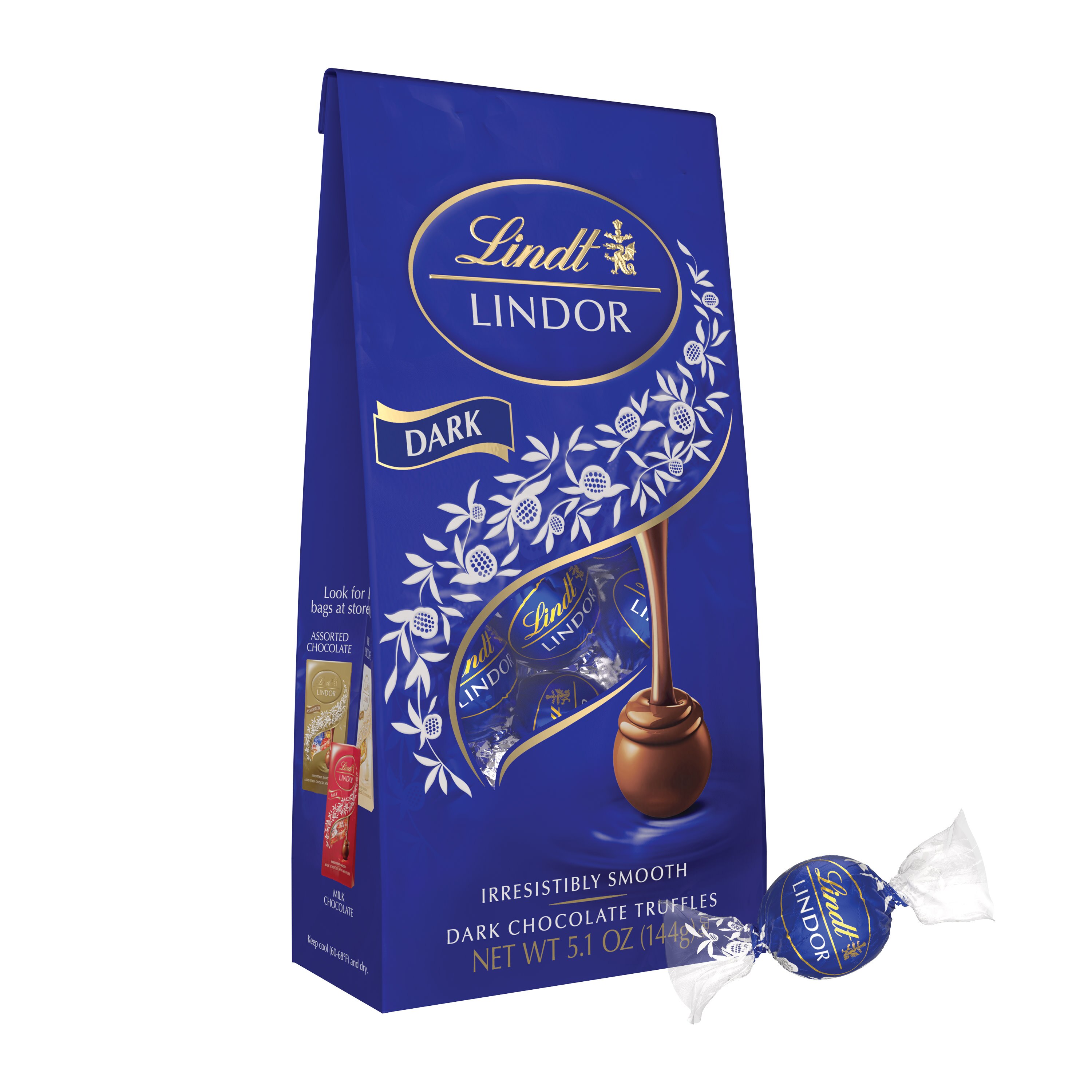 Lindt Lindor Dark Chocolate Candy Truffles, Chocolates with Smooth, Melting Truffle Center, 5.1 oz