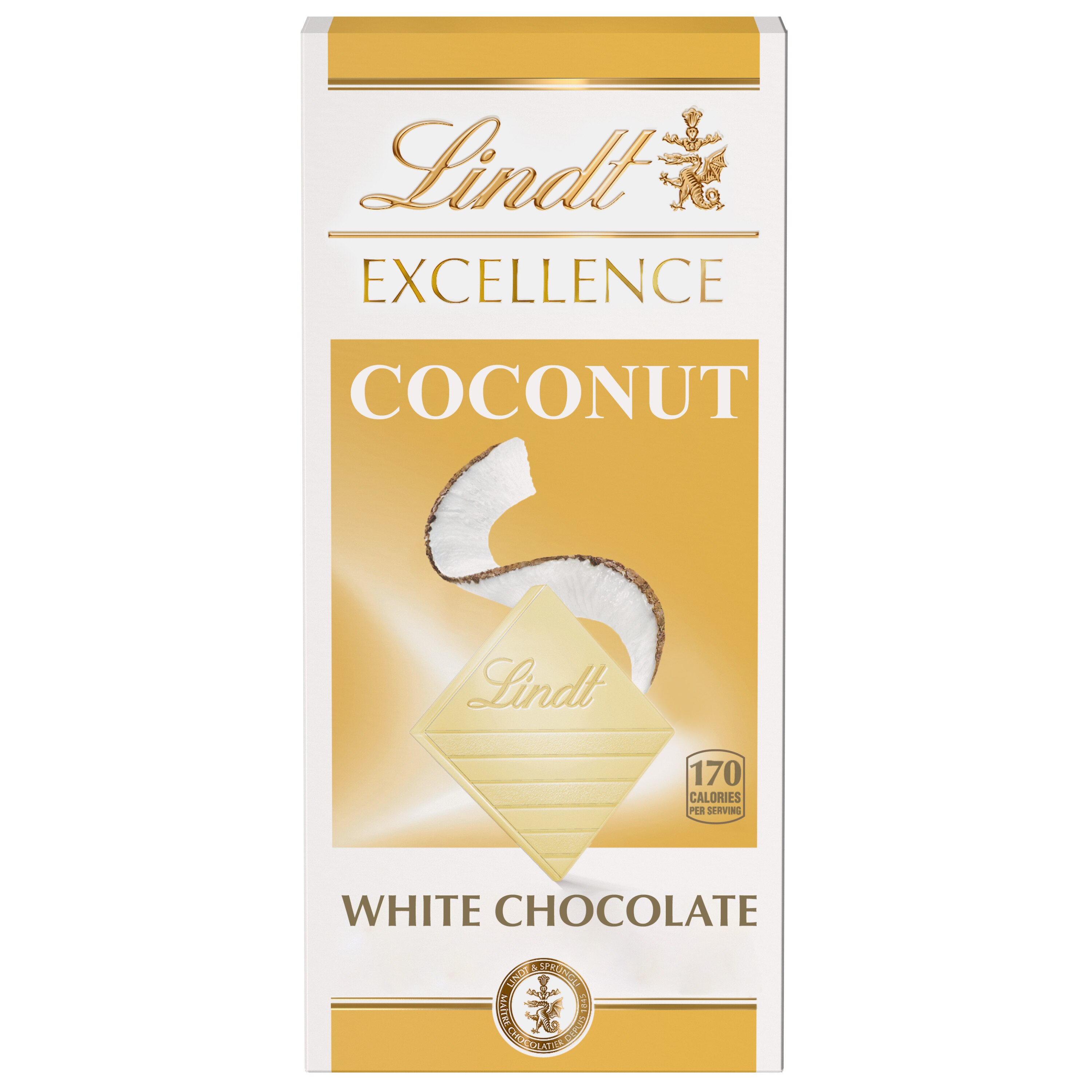 Lindt EXCELLENCE Coconut White Chocolate Bar, White Chocolate Candy with Coconut Flakes, 3.5 OZ