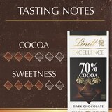 Lindt Excellence 70% Cocoa Dark Chocolate Candy Bar, Dark Chocolate, 3.5 oz, thumbnail image 5 of 7