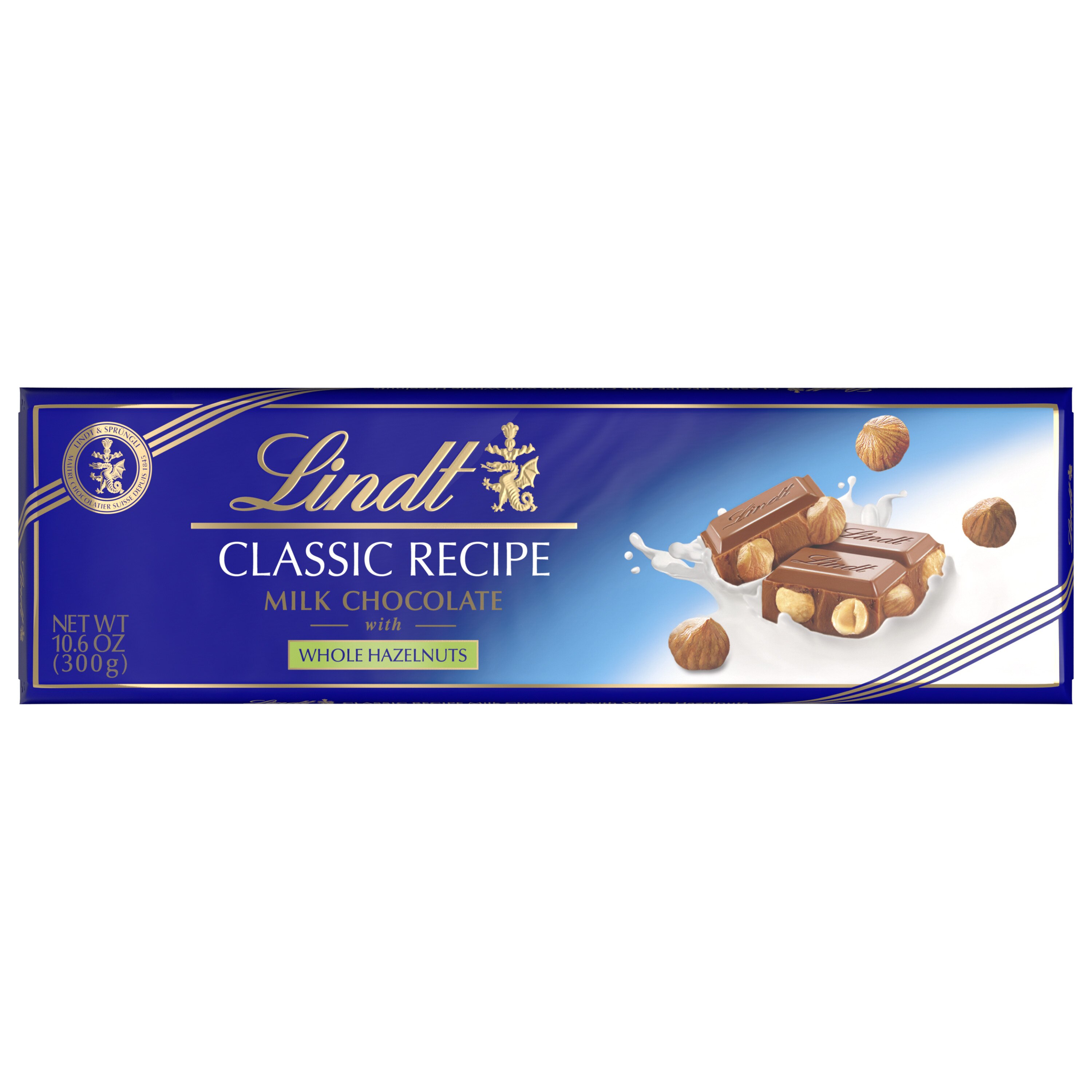 Lindt Classic Recipe Royal Whole Hazelnut Milk Chocolate Bar, 10.6 oz