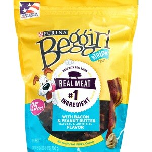 Purina Beggin' Collisions - Golosinas para perros, sabores Bacon y Peanut Butter