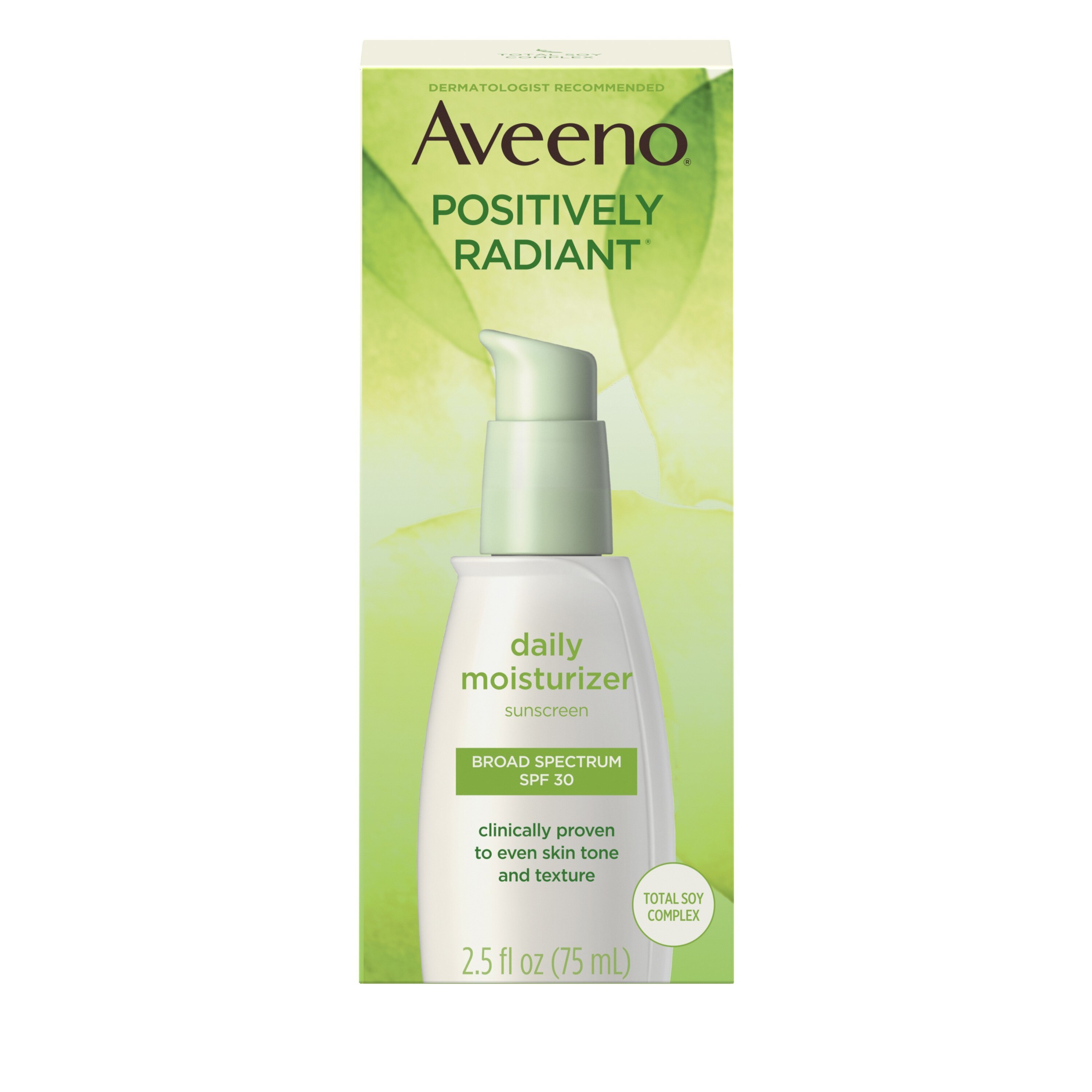 Aveeno Positively Radiant - Hidratante de uso diario con FPS 30, 2.5 oz