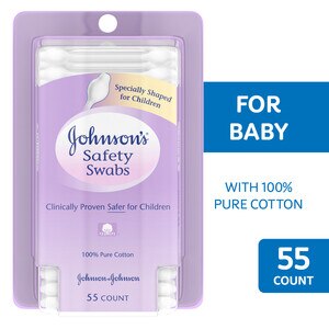 Johnson & Johnson Baby Safety Ear Swabs Made With Non-Bleached Cotton, 55 Ct , CVS