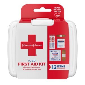 Johnson & Johnson First Aid To Go! - Kit de primeros auxilios portátil de la Cruz Roja