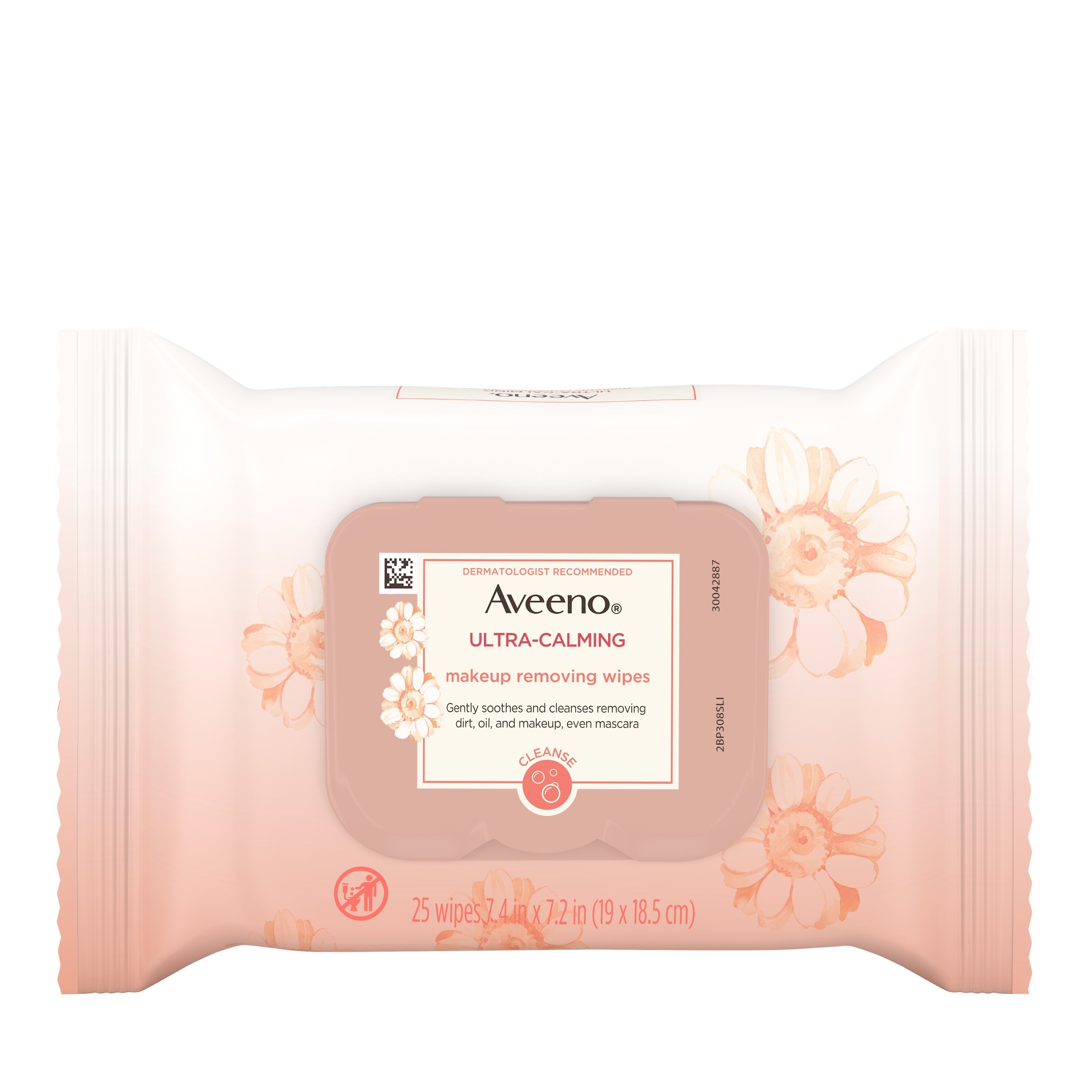 Aveeno Ultra-Calming Makeup Removing Wipes, 25/Pack