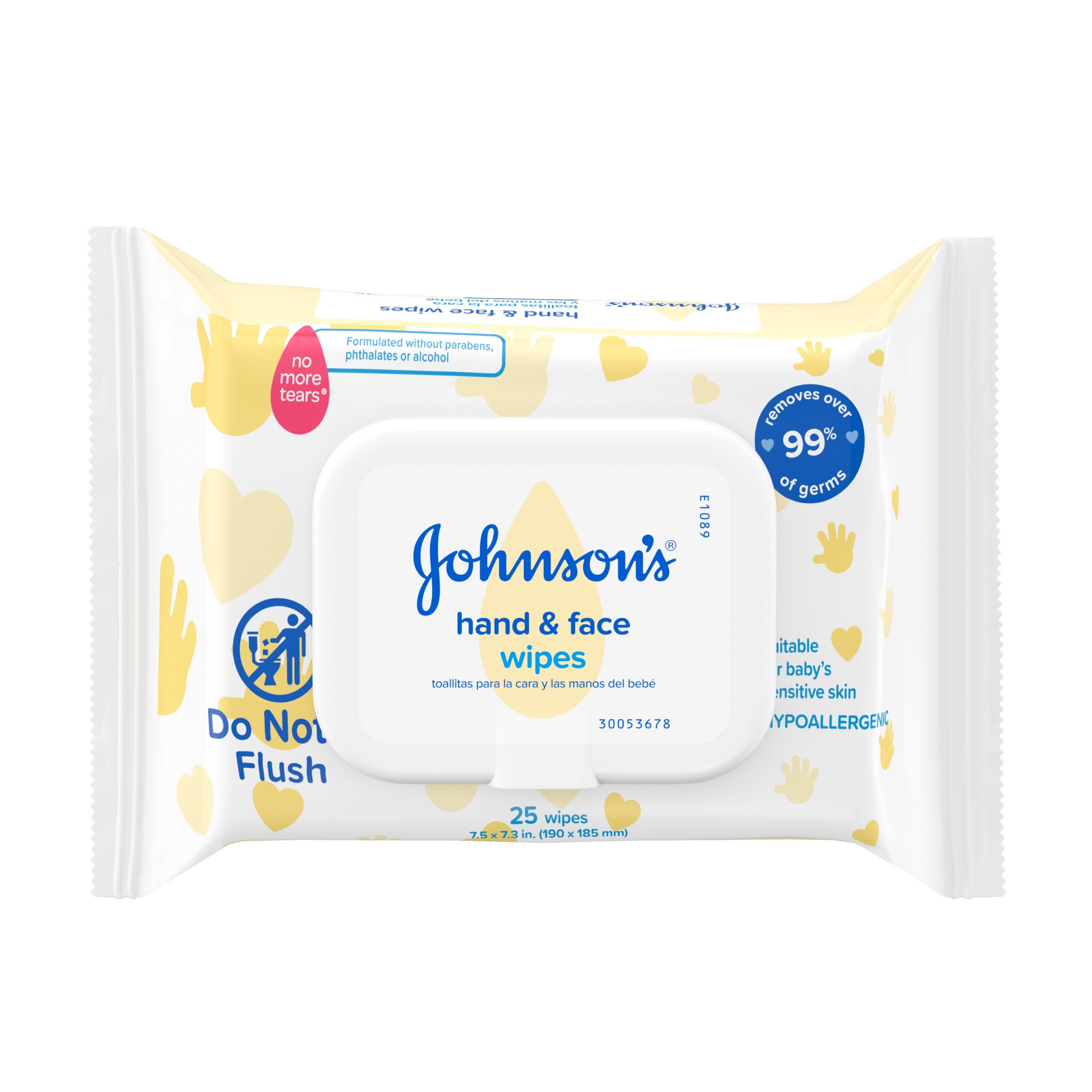 Johnson's Baby - Toallitas de limpieza para manos y rostro, sin alcohol, 25 u.