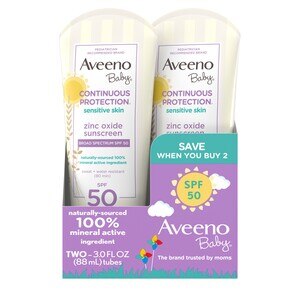 Aveeno Baby Continuous Protection Sunscreen, SPF 50, 2 x 3 fl. oz