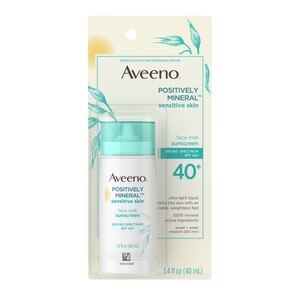Aveeno Positively Mineral - Loción facial para piel sensible, FPS 40+, 1.4 oz
