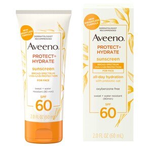 Aveeno Protect + Hydrate - Loción de protección solar para el rostro con FPS 60, 2 oz