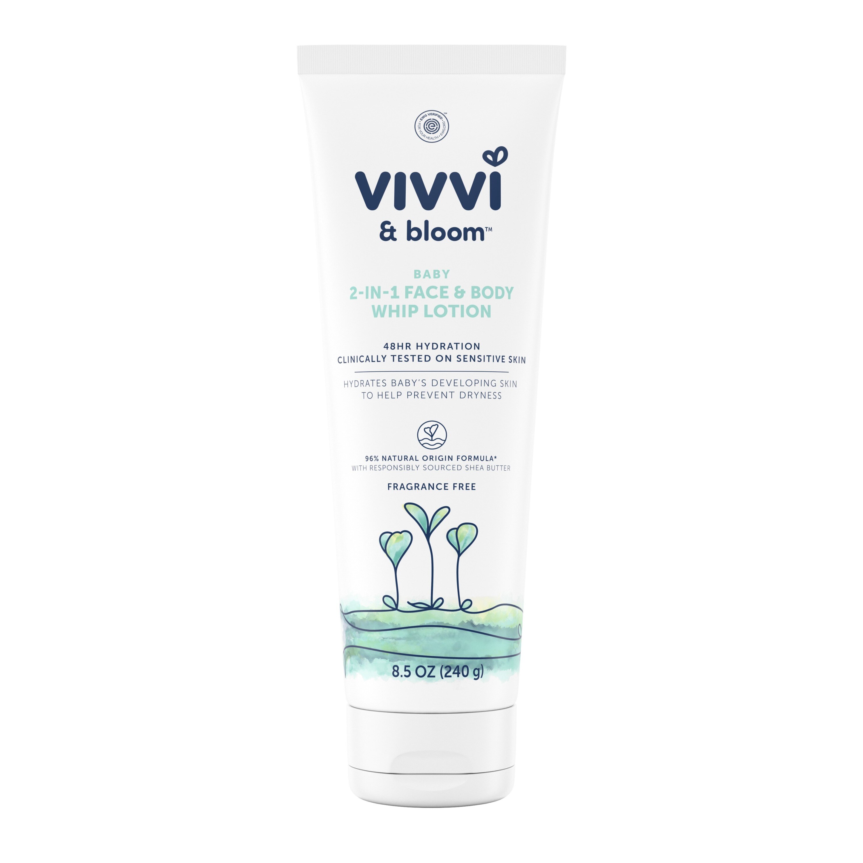 Vivvi & Bloom 2-in-1 Baby Face & Body Whip Lotion, Fragrance-Free, 8.5 oz