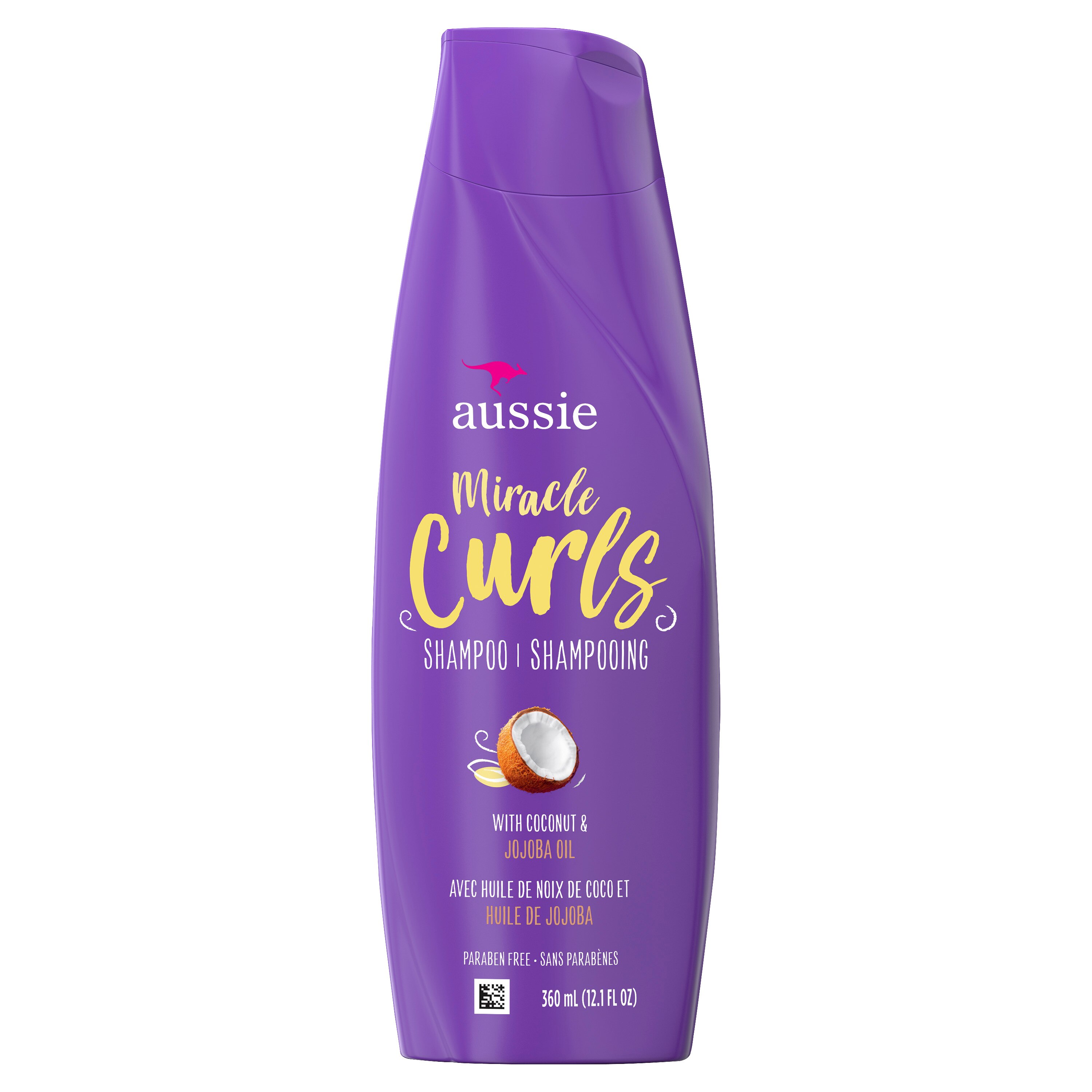 Aussie Miracle Curls - Champú sin parabenos con aceite de coco y jojoba, 12.1 oz