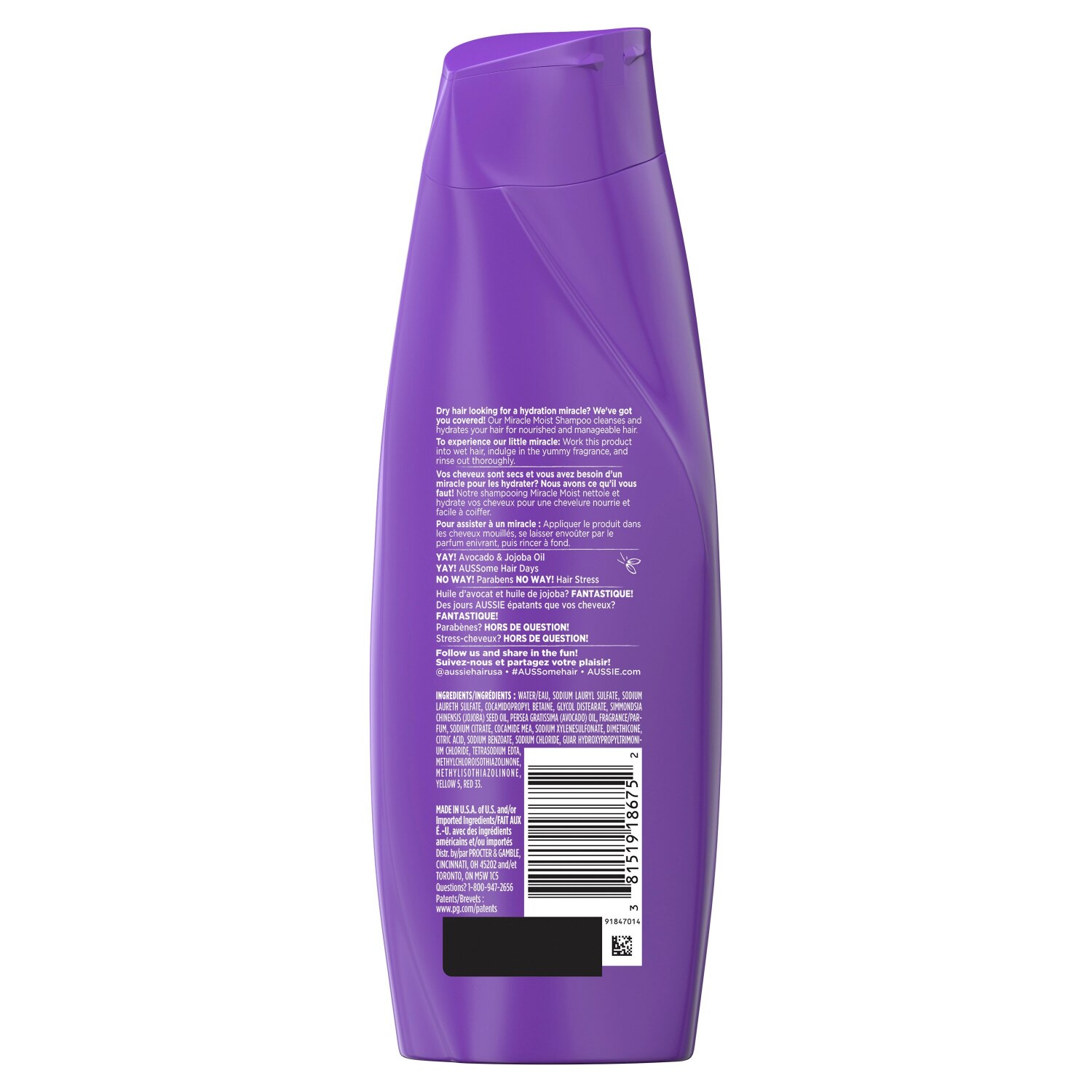 Aussie Paraben-Free Miracle Moist Shampoo with Avocado & Jojoba Oil For Dry Hair, Ounces - CVS Pharmacy