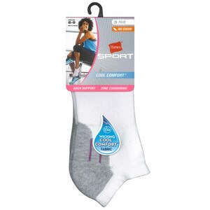 Hanes Women's Sport Cool Comfort No Show Athletic Socks, 3 Pairs