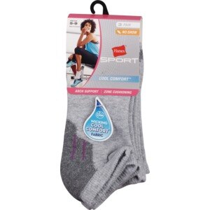 Hanes Sport Women's Cool Comfort No Show Socks, Size 5-9, 3 Pairs
