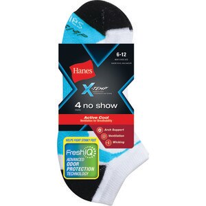Hanes Men's No Show Socks, White, Size 6-12, 4 Ct , CVS