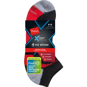 Hanes X-Temp - Medias invisibles para hombres, talla 6-12, 4 pares