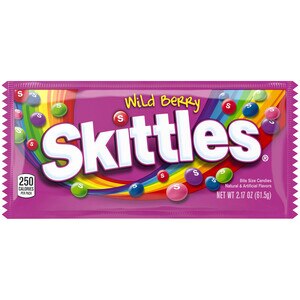 SKITTLES Wild Berry Chewy Candy, Full Size, 2.17 oz Bag