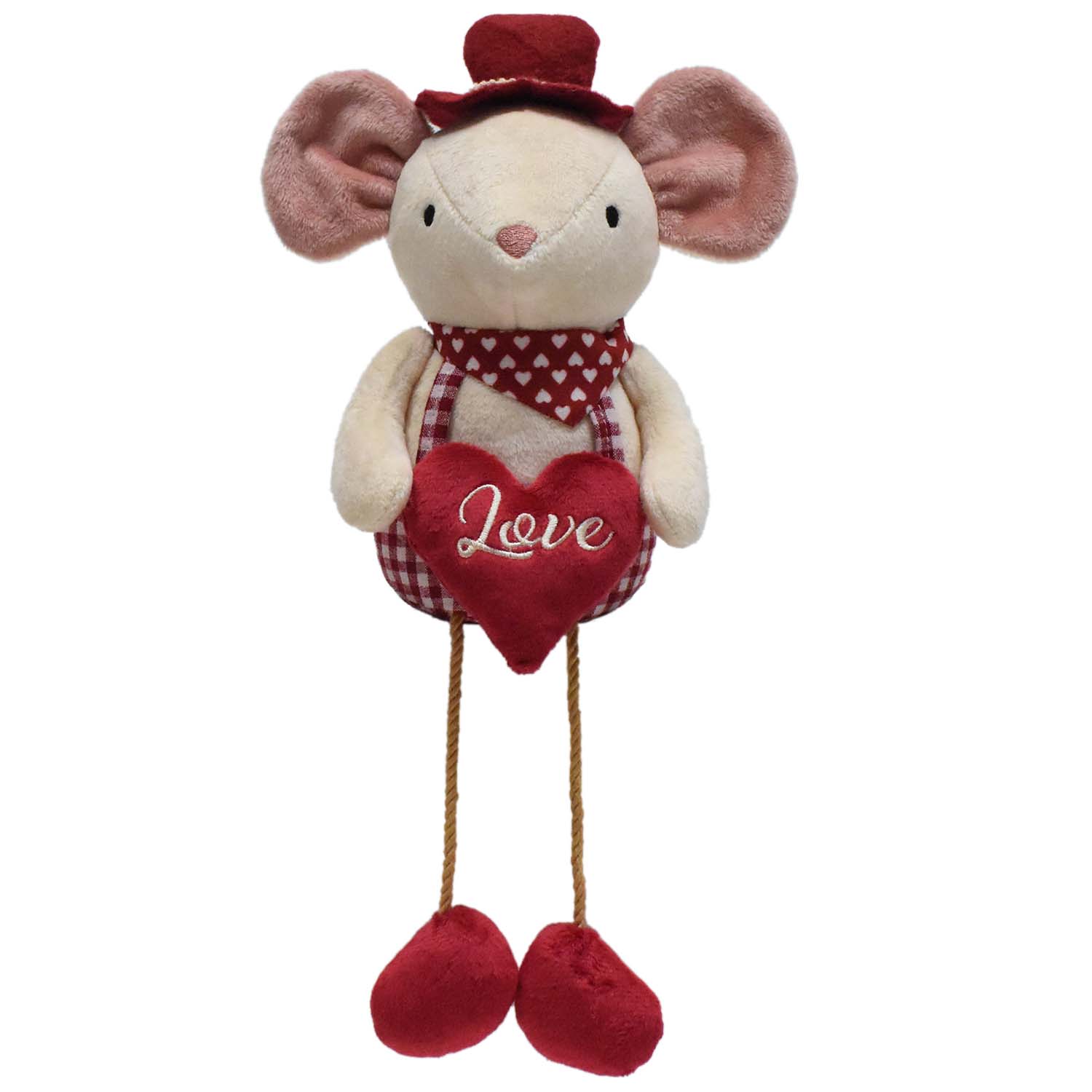 Red & Pink Valentine's Mouse Sitter With String Legs, Male, 13 In , CVS