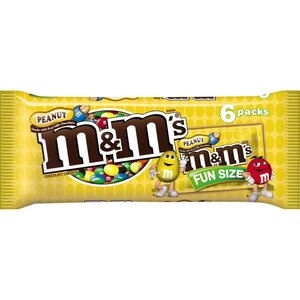 M&M'S Peanut Chocolate Candy Fun Size Pouch Pack, 3.74 OZ 6 Pack