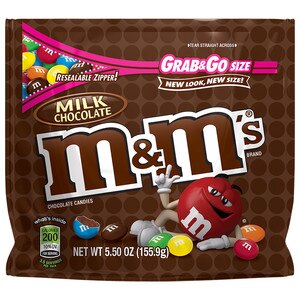 M&M'S Milk Chocolate Candy, Grab N Go, Resealable Bag, 5 Oz , CVS