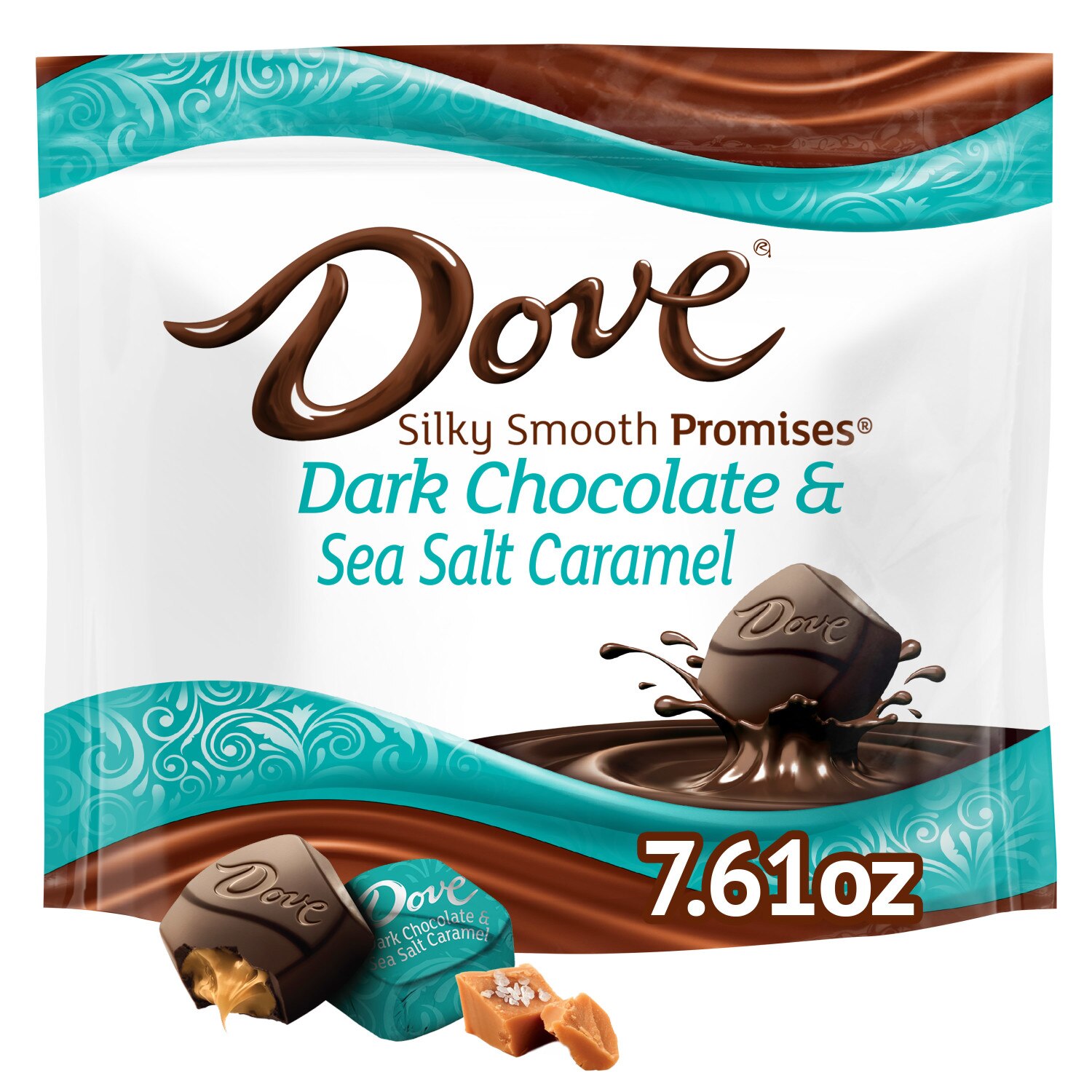 DOVE PROMISES Sea Salt and Caramel Dark Chocolate Candy Individually Wrapped, 7.61 oz Bag