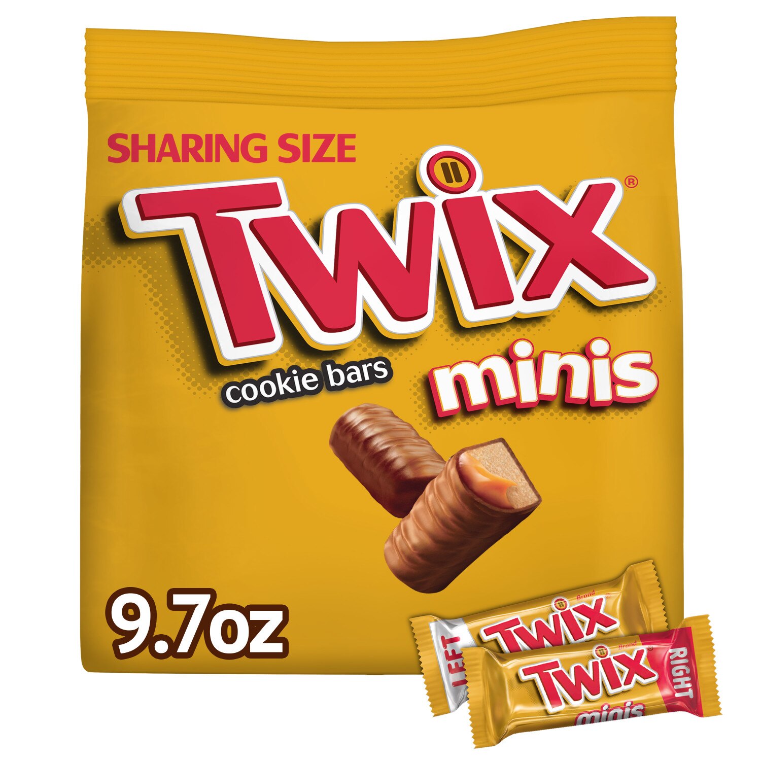 TWIX Caramel Minis Size Chocolate Cookie Candy Bar, Sharing Size, 9.7 oz Bag