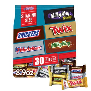 M&M's Snickers, Twix, Milky Way & 3 Musketeers Variety Pack Milk & Dark Chocolate Candy Bars, 30 Pieces - 8.9 Oz , CVS