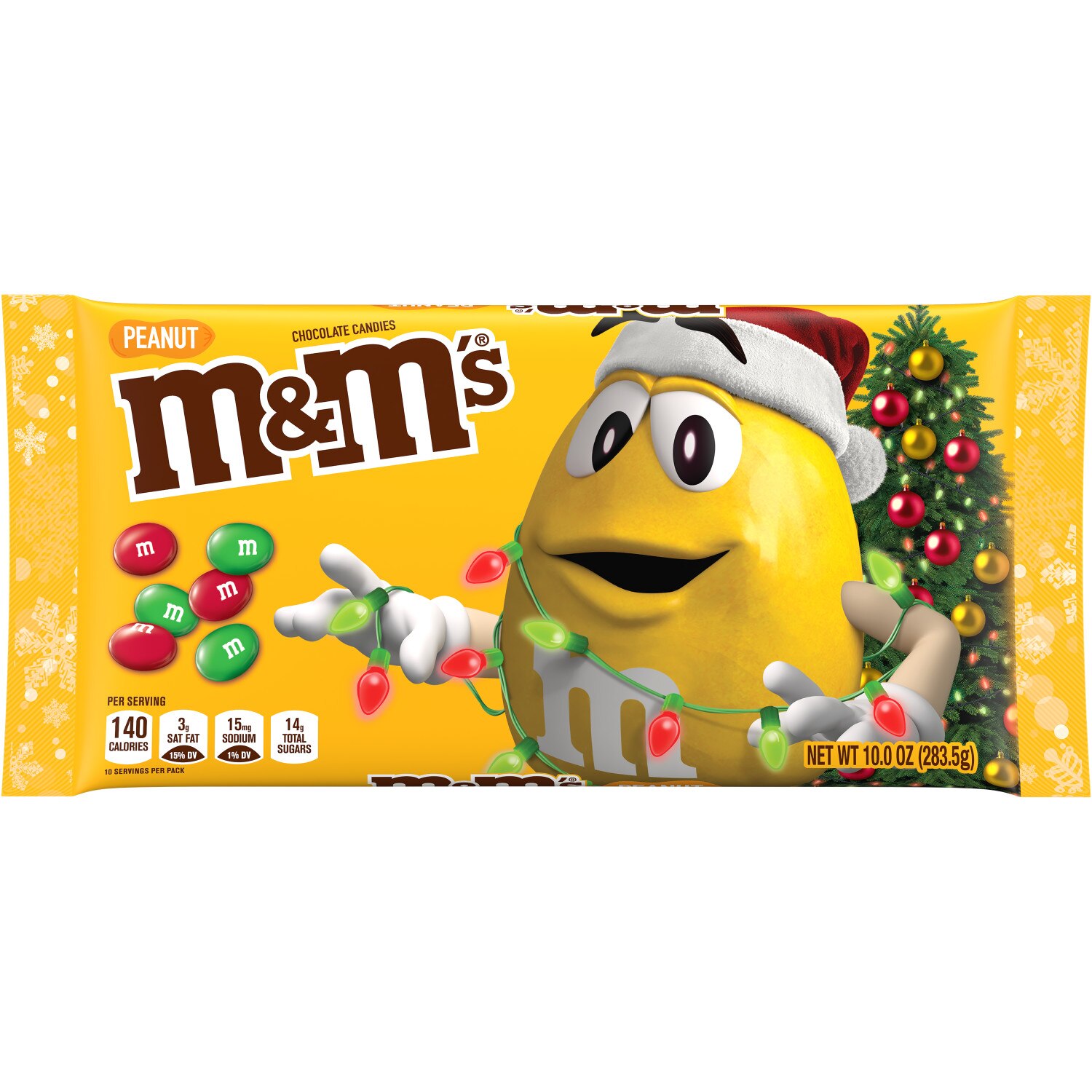 M&M'S Holiday Peanut Milk Chocolate Christmas Candy, 10 oz Bag