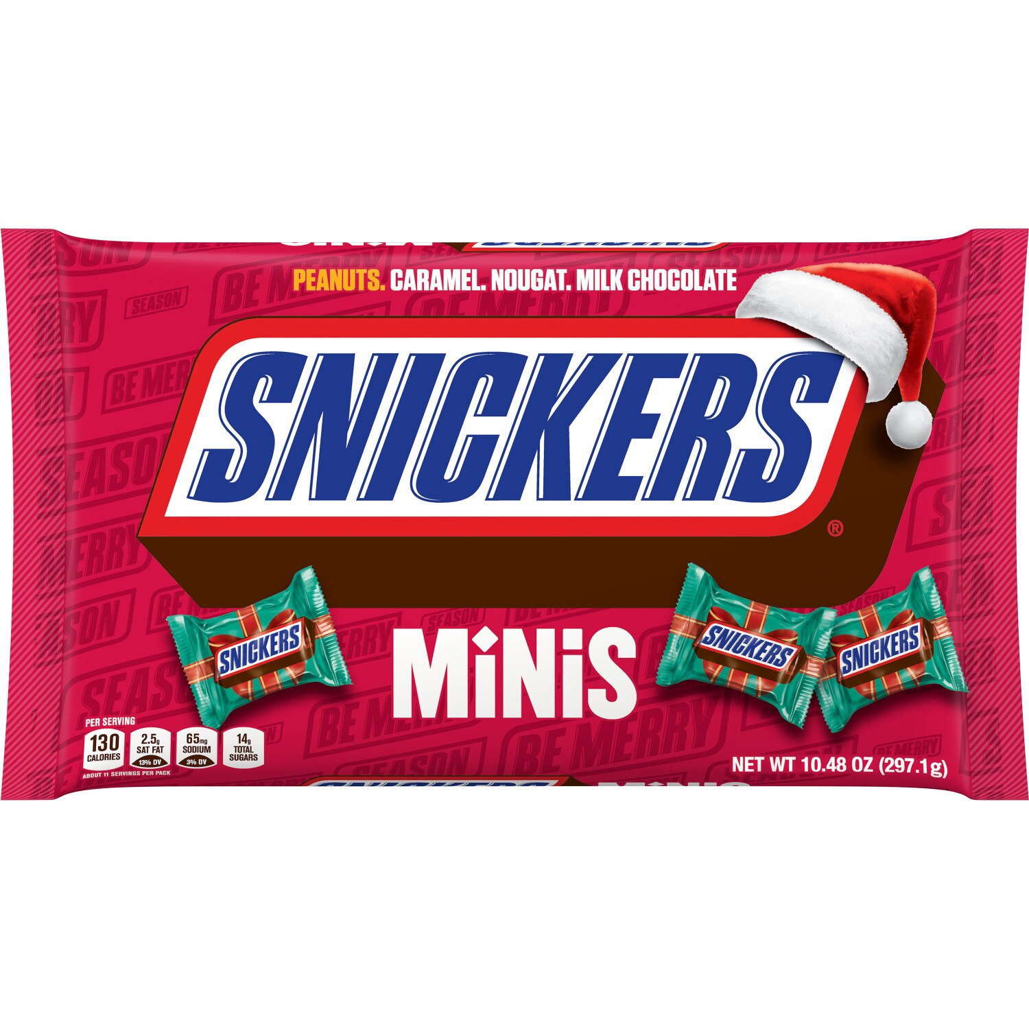 Snickers Holiday Christmas Candy Milk Chocolate Bars Minis Size Bag, 10.48 oz - 10.4 oz | CVS